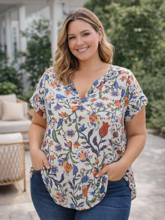 🌸 Reitmans Floral Blouse – Size XL – Lightweight & Airy V-Neck Top - Picture 1 of 9